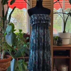 Eyelash Couture Strapless Dress in Blue and Purple